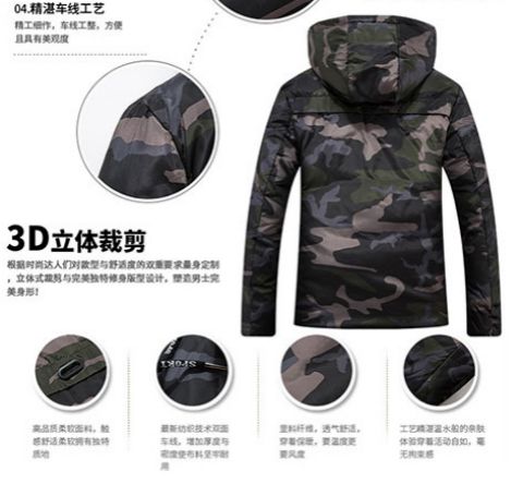 Mới mùa đông cotton phù hợp với nam Hàn Quốc đôi bông áo khoác nam dày áo thủy triều trùm đầu ngụy trang áo khoác cotton kích thước lớn quần áo thời trang nam