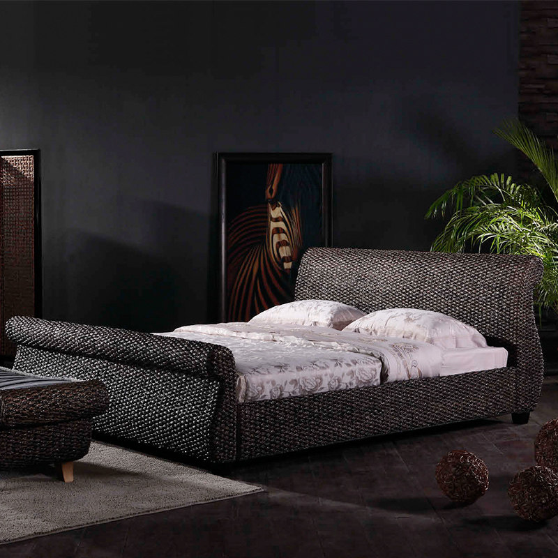 H808 rattan bed plant rattan bed rattan furniture rattan bed American country style American retro style