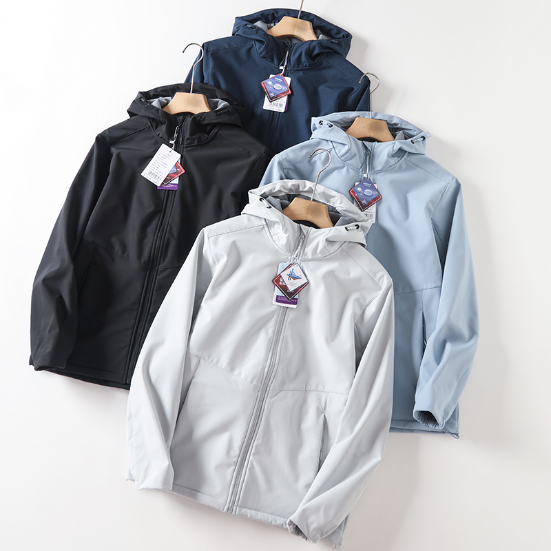 Heavy-Duty Outdoor! Urban Constant Temperature Technology Windproof and Water-Resistant Composite Fleece Men's Autumn and Winter Hooded Softshell Jacket