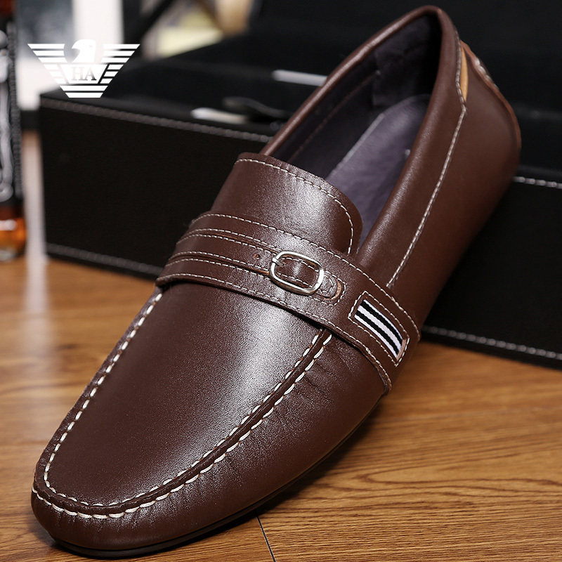 Italian big-name men's shoes casual leather shoes winter breathable leather business British all-match lazy low-cut driving trendy shoes