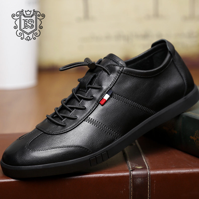 Italian casual cowhide shoes men's autumn leather business lace-up breathable British low-top driving trendy shoes European station - Taobao