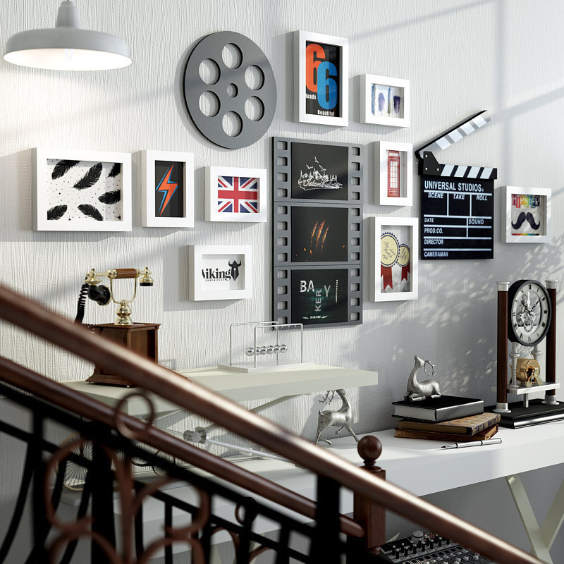 Photo wall decoration Wall hanging decoration dining room film and television movie elements Personality wall hanging photo frame combination photo background wall