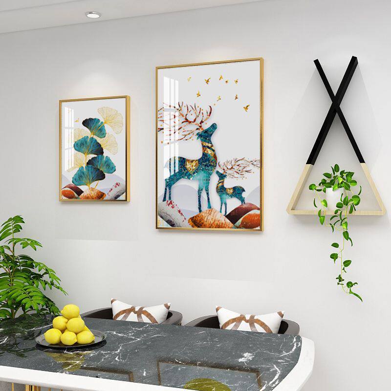 Dining room decoration painting modern minimalist Nordic creative combination dining table dining room background wall painting light luxury crystal porcelain hanging painting