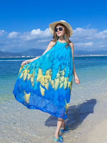 Шифоновая длинная юбка, летнее пляжное платье, по фигуре, стиль бохо