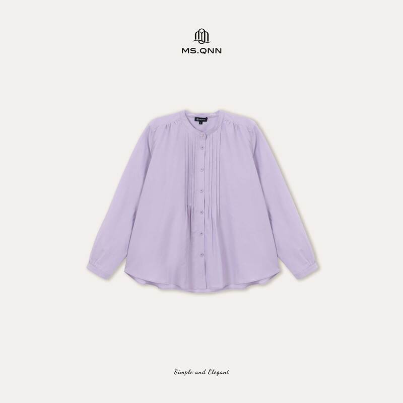 Q Sister's Old Money Style "Gentle" Mulberry Silk Combed Cotton Elegant Handmade Pleated Shirt 53C157