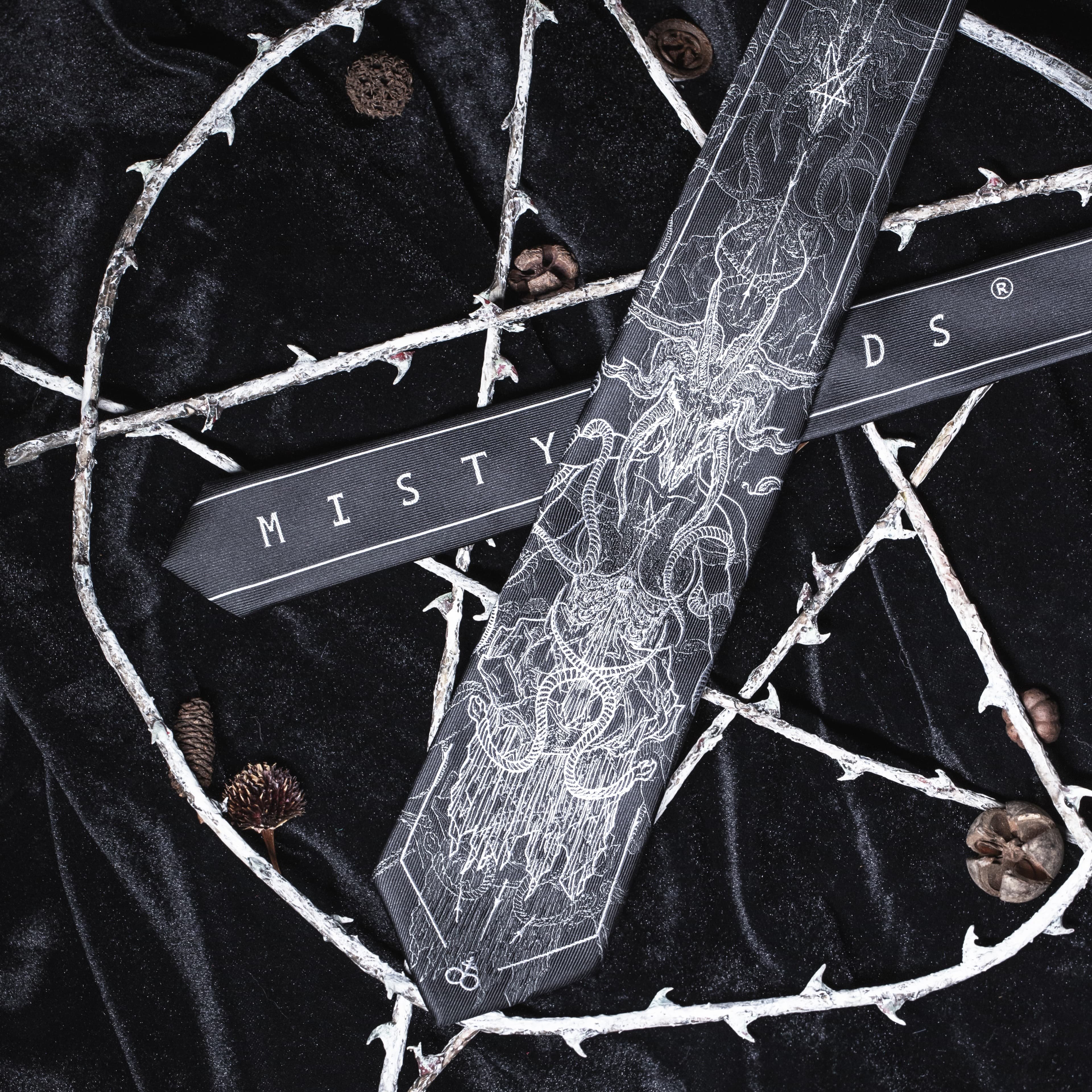 MW Fog Forest Original Buffet Satan Worship Dark Subculture Gothic Black Metal Embroidered Jacquard Tie