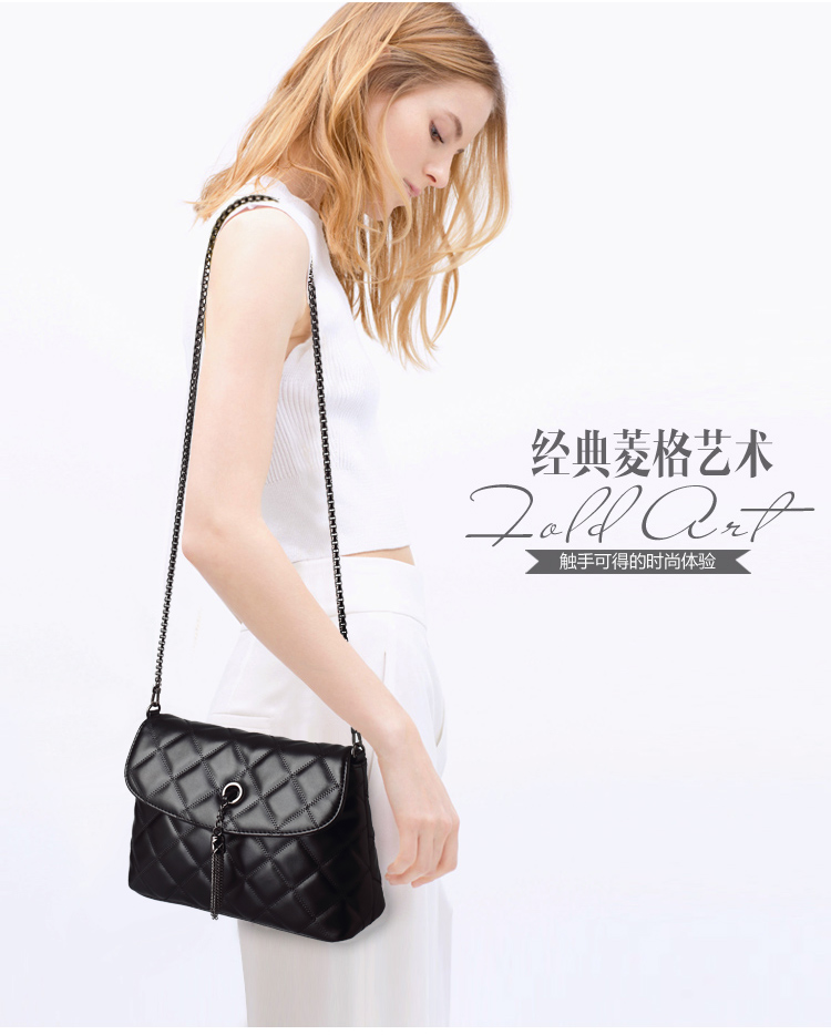 Túi 2018 thu đông sóng mới túi nữ bình thường chuỗi hình thoi túi xách túi đeo vai baodan túi tua rua ví charles & keith