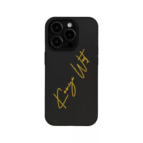Kanye West Gold Signature Matte Black Illustration Phone Case for iPhone 17, 16, 15, 14, 13 and 12