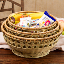 Bamboo basket steamed bread basket fruit basket rattan bun basket household handmade products woven tray storage basket bamboo basket bowl dustpan