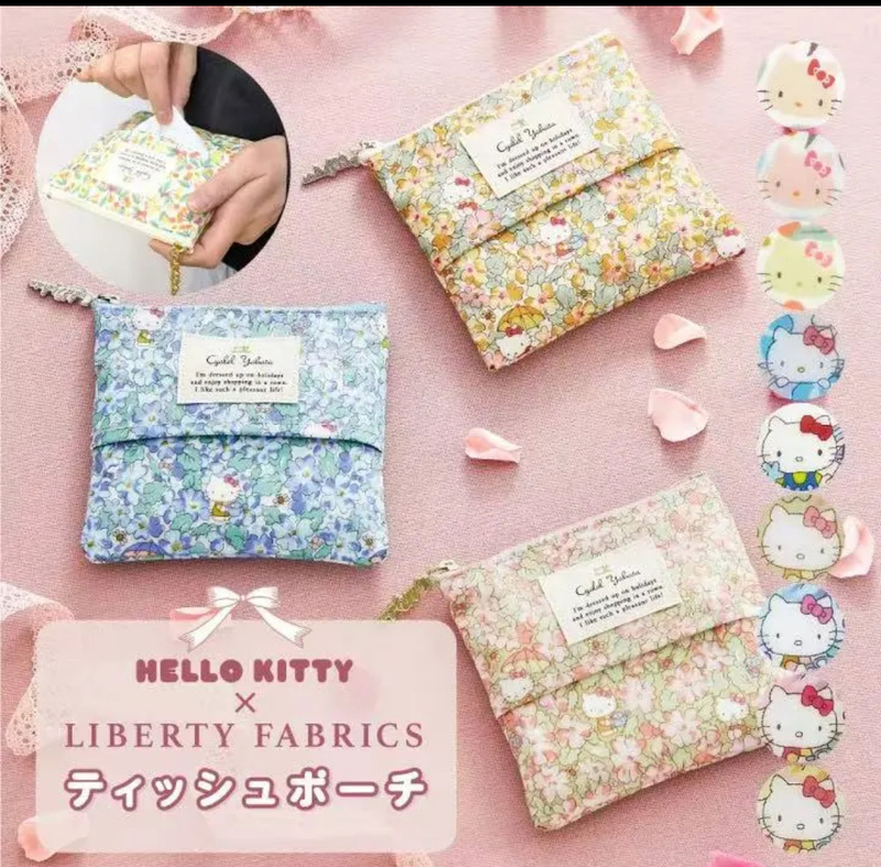 Japan's Kitty X Liberty Fabrics Collaboration LAOSHU Colorful Floral Bag Tissue Bag Glasses Bag