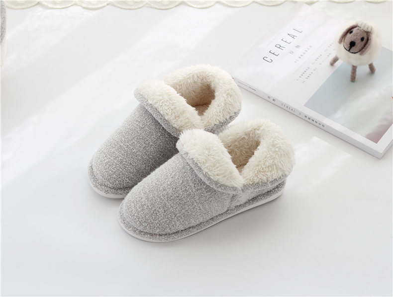 Phiên bản Hàn Quốc của dép bông nữ mùa đông đế dày cộng với nhung nhà ấm áp mùa thu và mùa đông trong nhà dép chống trượt mềm mại dép đi