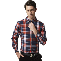 Down shirt male middle-aged cotton plus velvet thick long sleeve shirt Youth Business warm casual plaid shirt