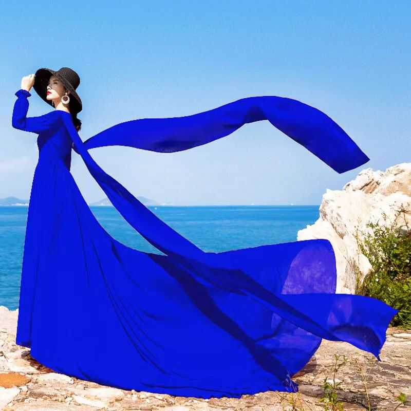 2026 Summer High-End Chiffon Dress Fairy-Like Seaside Vacation Beach Dress Red Extra-Long Trailing Photo Shoot Long Dress