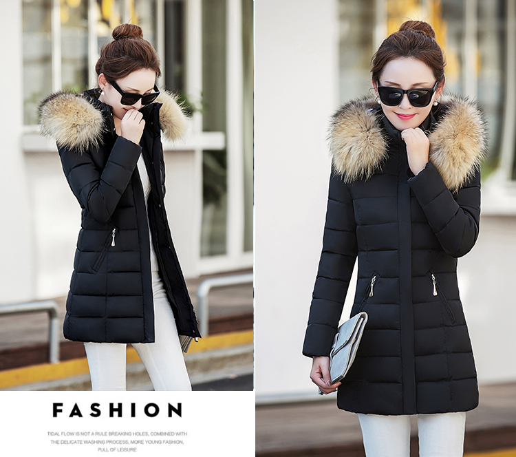 Áo khoác nữ mùa thu và mùa đông Áo dài nữ thời trang Hàn Quốc eo thon mùa đông ấm áp áo khoác cotton độn áo phao lông vũ dáng dài hàn quốc
