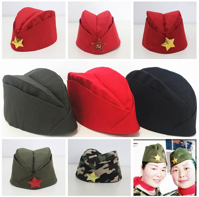 Top Flight Plume Plume Hat Square Dance Adults Perform Big Red Army Hat Army Green Boat Type Cap Berets