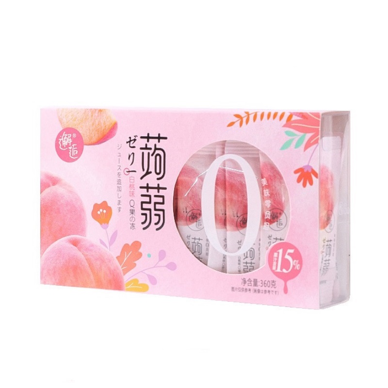 高颜值网红蒟蒻果冻盒装白桃小青柠葡萄果汁布丁儿童解馋休闲零食