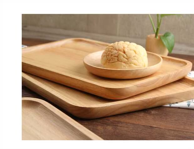 Nhật Bản rắn gỗ hình chữ nhật Gỗ ăn nhẹ Bánh mì khay gỗ tròn chén trái cây tấm gỗ - Tấm khay trà gỗ trắc