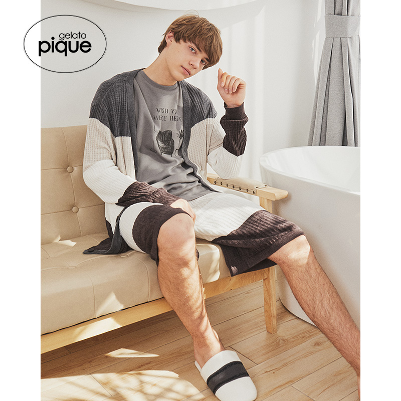 Gelato pique men's coat striped soft loungewear cardigan PMNT194922