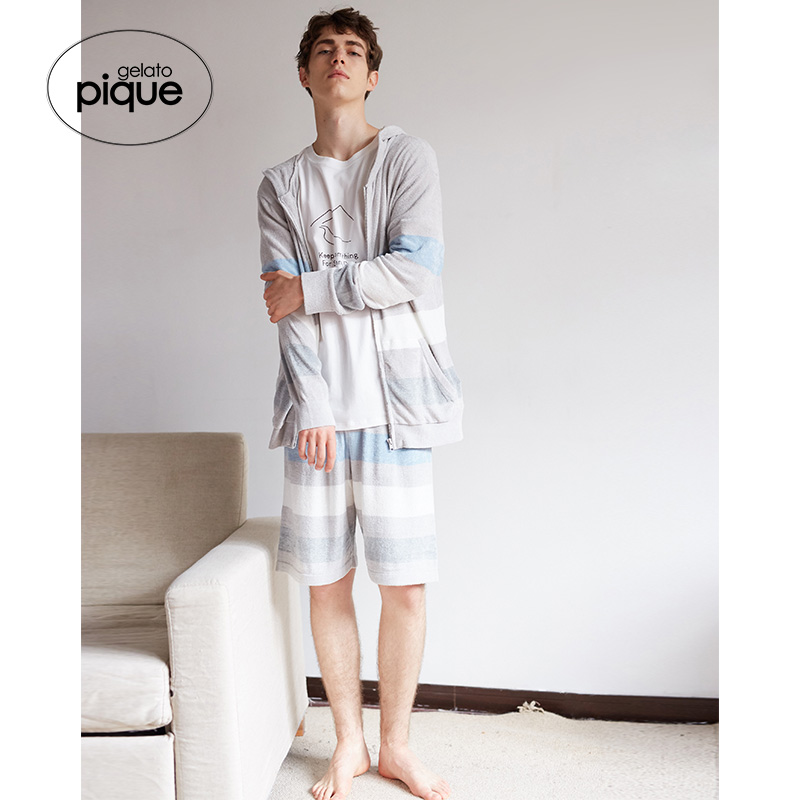 gelato pique spring summer men's pajamas comfy striped home jacket PMNT192903