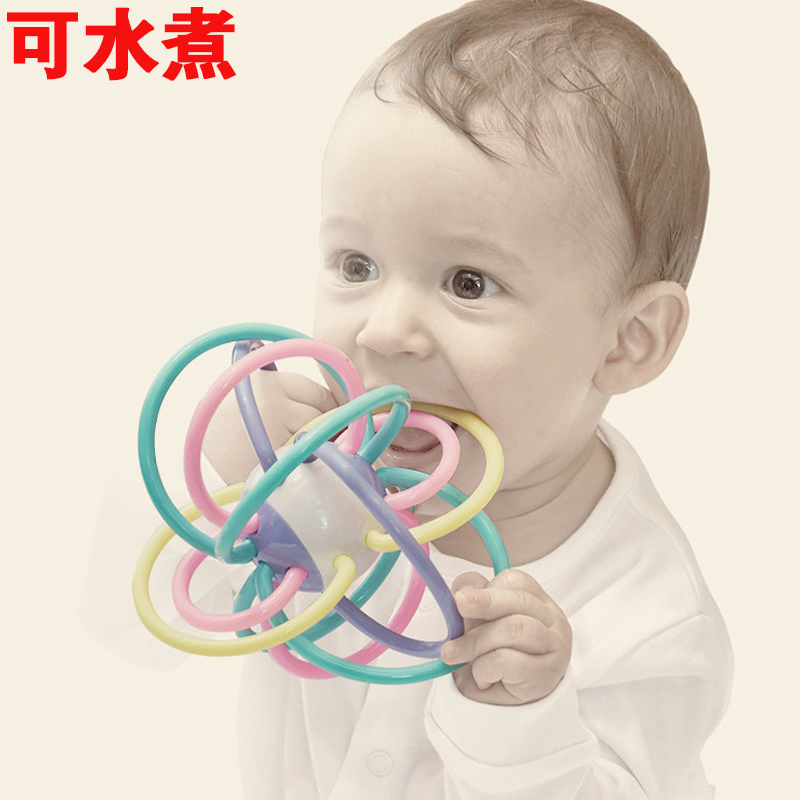 Soothing baby Manhattan Grab Ball Fixer Baby Grinding Rod Non-toxic Japanese Toy Silicone Boiled Rattle