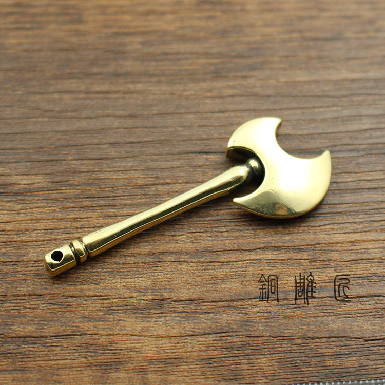 Pure Copper Brass Small Axe Keychain Pendant Waist Pendant with Extended Handle Creative Gift Home Protection Axe Pure Copper Brass Small Axe Keychain Pendant Waist Pendant with Extended Handle Creative Gift Home Protection Axe