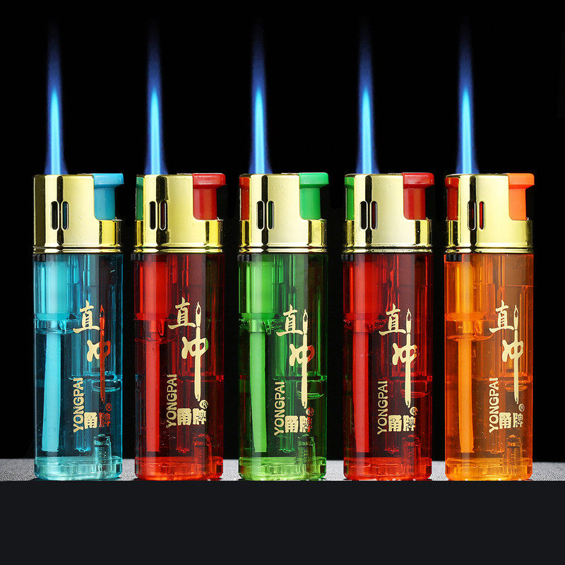 New disposable plastic windproof straight to fire big firepower personality boy cigarette creative thickening inflatable lighter