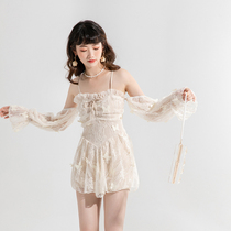 Isa Fiya Swimsuit Woman 2021 New Fashion Conjoined Long Sleeve Summer Cover Slim Student Spa Swimsuit