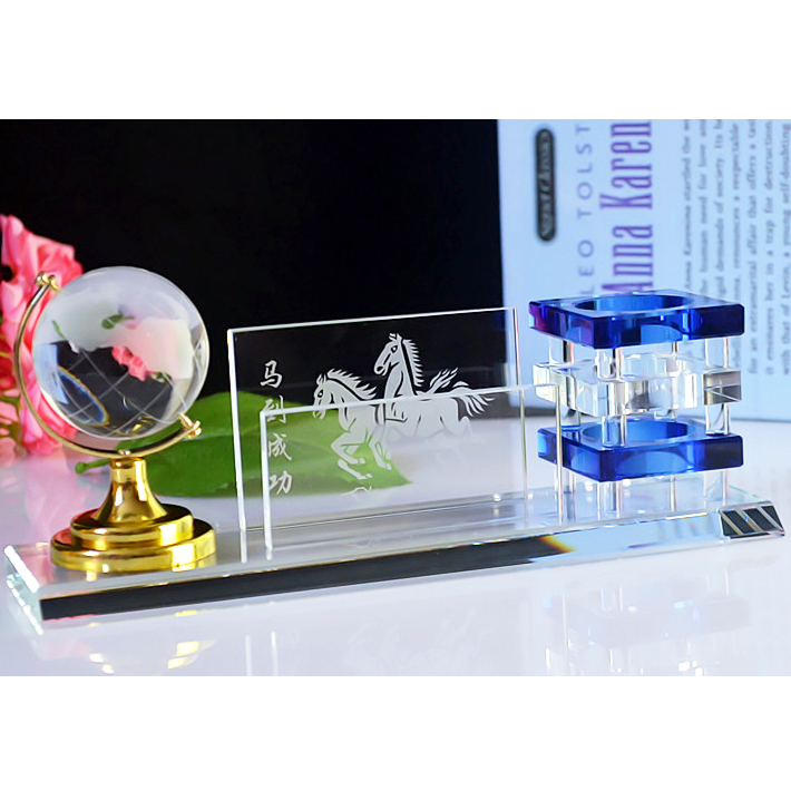 Custom crystal three-piece pen holder Creative fashion custom office supplies Business gifts custom company logo