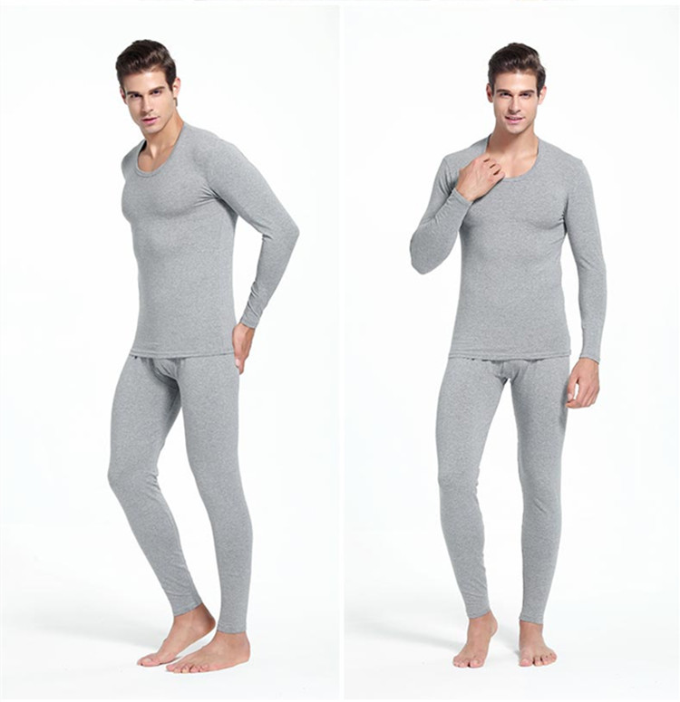 Quần cotton nam mùa thu quần dài vòng cổ áo len cotton cổ chữ V giữa và trẻ mỏng phần đồ lót nhiệt set đồ mùa đông cơ sở 4 quần áo ngủ nữ