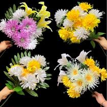 Simulated Tomb-Sweeping Day grave-sweeping flowers sacrificial supplies fake flowers large chrysanthemums lilies bouquets cemetery placement plastic flower arrangements