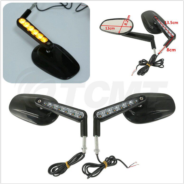 Harley XL883 1200 rearview mirror X48 Dana gliding road king soft tail reflector LED light steering