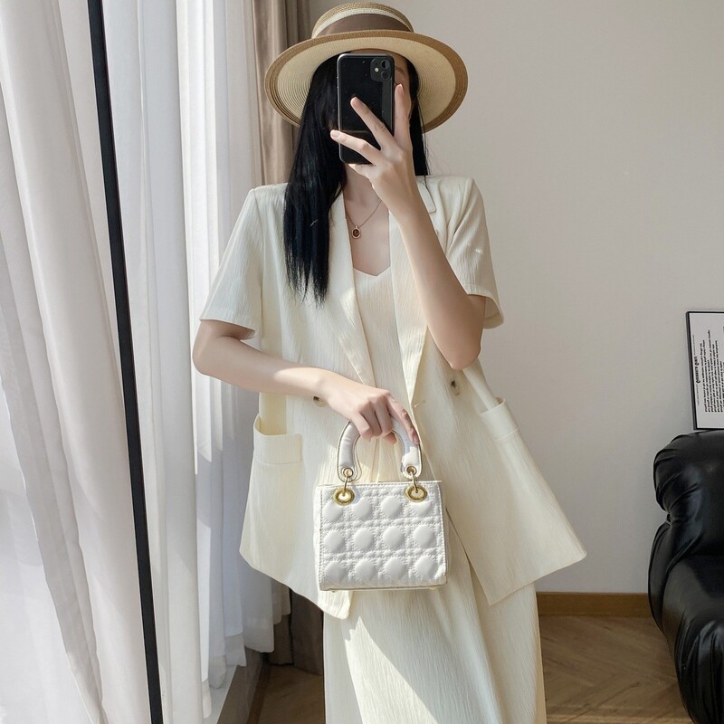 Spring and Summer Plus-Size Women's Suit Set: Slimming Two-Piece Outfit with a Camisole Long Dress and Short-Sleeve Jacket