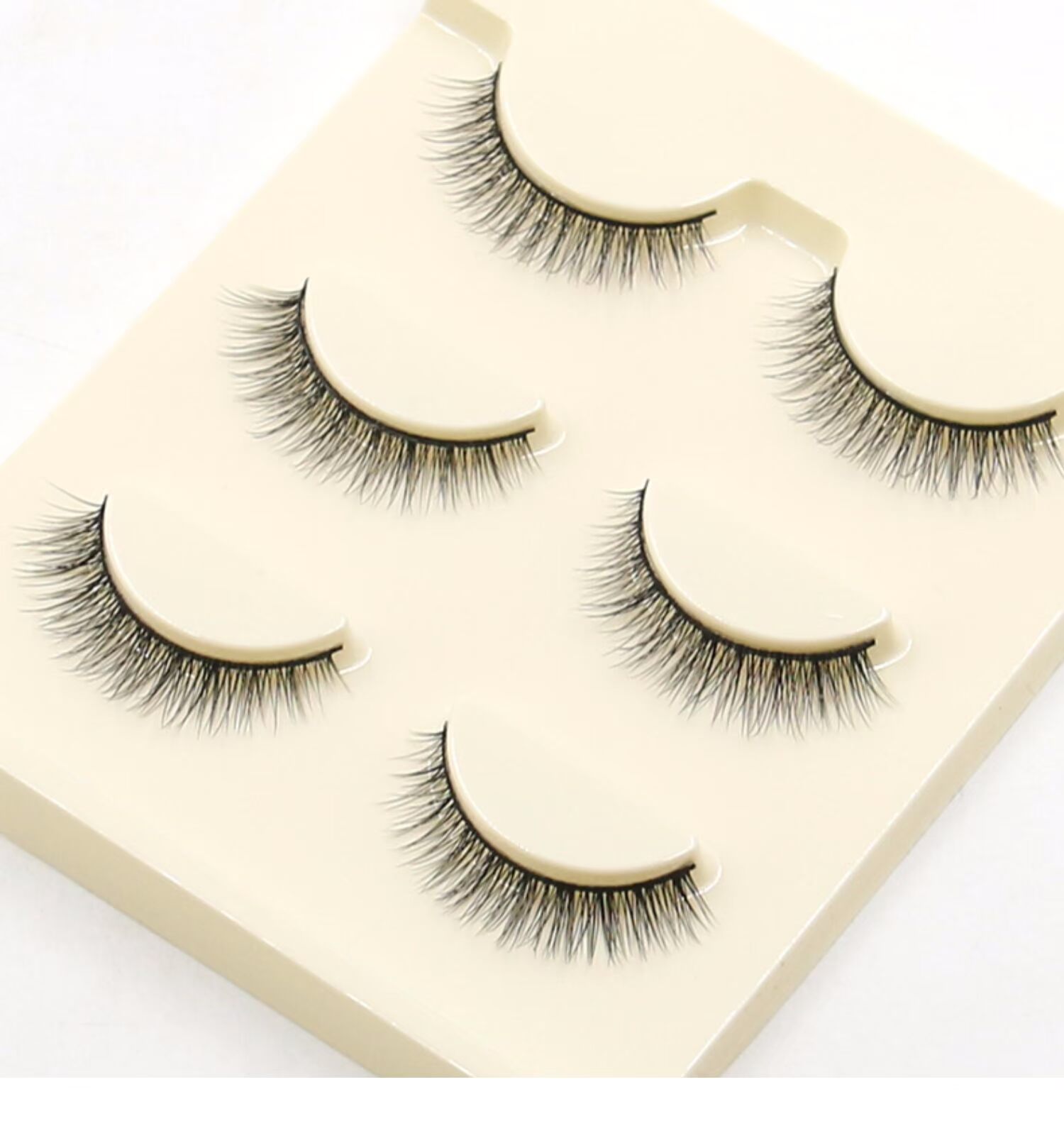 Hanbel phần mềm lông mi giả trang điểm nude tự nhiên phần ngắn đuôi mắt dài cuống đen 3 cặp quần áo để gửi keo - Lông mi giả mi giả mie