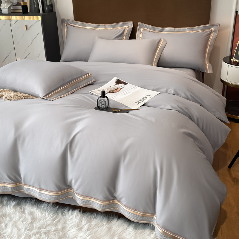 Crystal Home Textile official website flagship shop full cotton embroidery simple wind four pieces of pure cotton European 1 8m bed