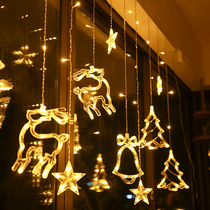 Christmas decoration curtain lights indoor room festive romantic scene arrangement lantern lights string bedroom full of stars lights