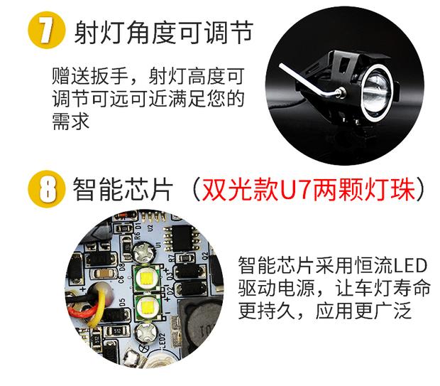 Đèn xe máy điện led spotlight 12 v chói đèn sửa đổi bên ngoài siêu sáng lừa đảo đèn chùm cao mở đường nhấp nháy đèn - Đèn xe máy đèn xe vision