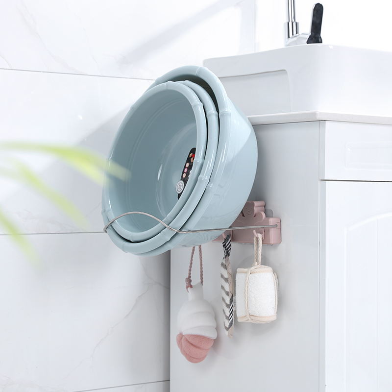 Washbasin rack free punch wall hanging powder room bathroom washbasin rack washbasin household storage layer shelf foldable