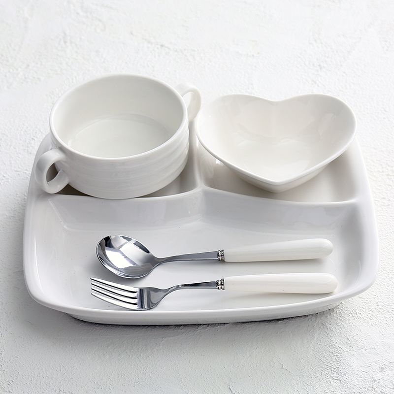Solid Color Tableware Set Export Ceramic Divided Plate Household Japanese American Style Divided Plate Breakfast Western Food Creative Plate Solid Color Tableware Set Export Ceramic Divided Plate Household Japanese American Style Divided Plate Breakfast Western Food Creative Plate