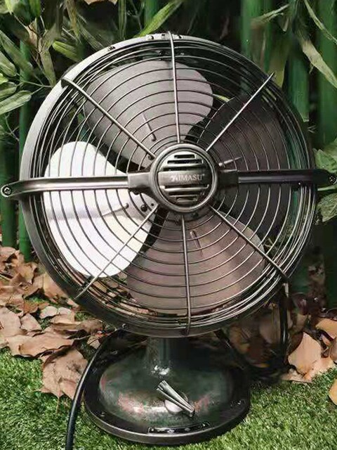 IMASU retro table fan antique electric fan household metal electric fan small desktop 8-inch shaking head small desktop circulation