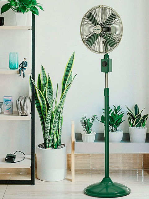 Antique Floor Fan, Retro Household Vertical All-Metal Oscillating Fan with Strong Wind Power for Living Room, Dining Room, Office, Nostalgic Electric Fan