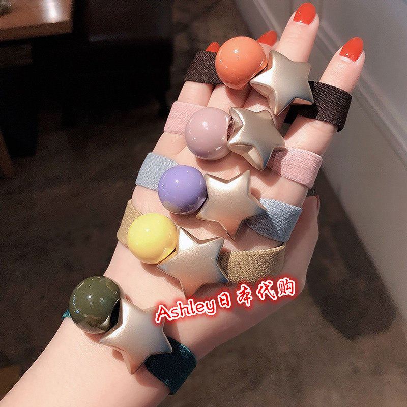 Japan's new teen girl online red pentagram red pentagram hair ring hair ring hair ring rubber band leather set hair accessories