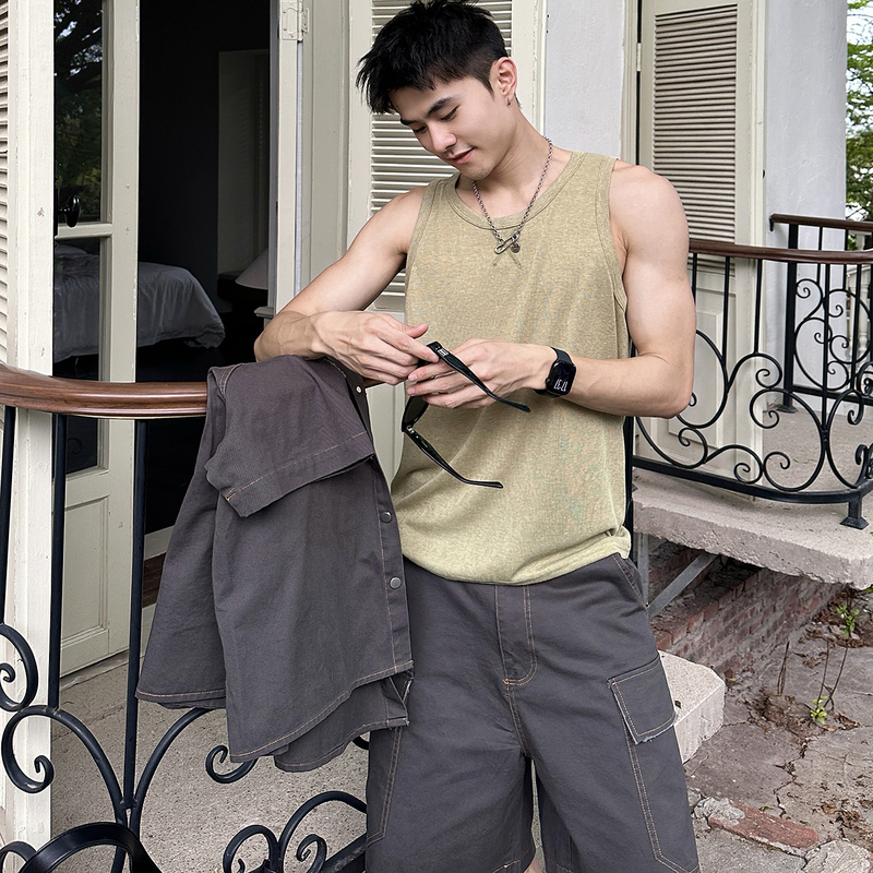 【Wild Style】Bloom Studio Lightweight, Simple, Versatile, Loose Casual Sports Vest Sleeveless Top