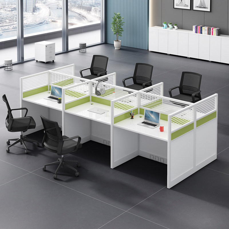 Staff Desk Screen Electric Pin Small Cassette 6 Four 4 People Position Employee Station Telephone Sales Screens Table And Chairs Combination