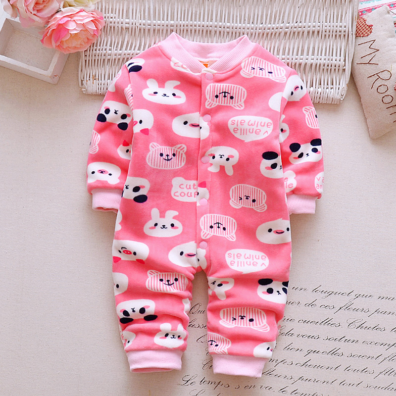 Mùa thu đông 3-6 tháng nam và nữ cộng với jumpsuit nhung 1 tuổi bé ấm áp quần áo trẻ sơ sinh túi đồ ngủ xì hơi bộ quần áo liền thân