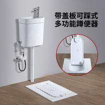  Household squatting urinal squat pit flushing water tank set with cover Ceramic wash basin pool stool toilet water-saving and deodorant