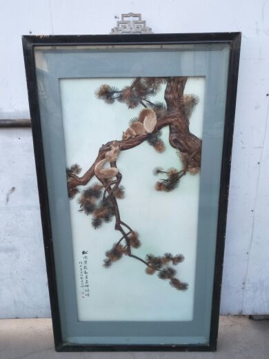 Old Objects Old Handicrafts Old Handmade Wheat Poles Splicing Painting 80s Large hanging paintings