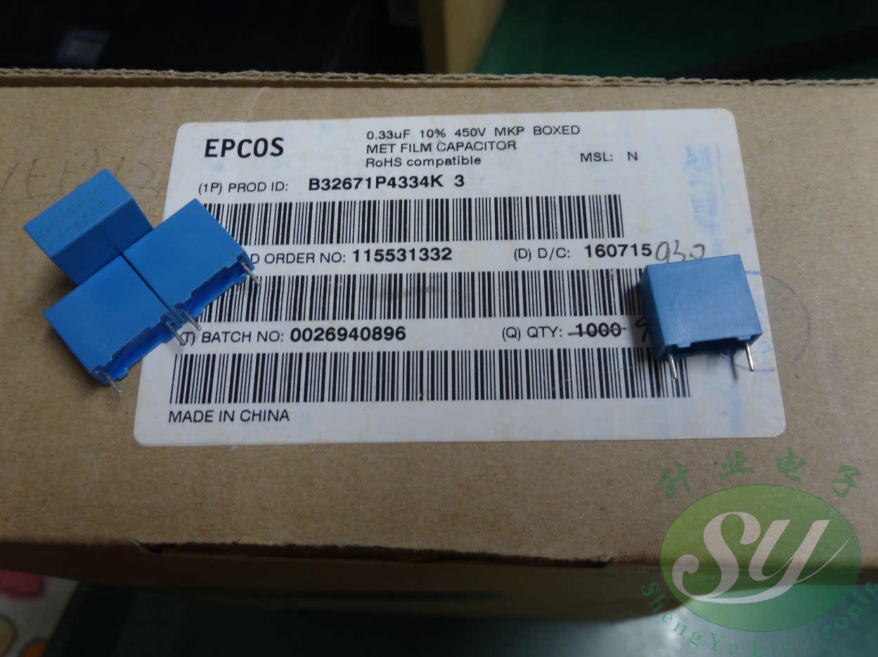 EPCOS 0 33uf 450v 330nf u33 334 New 10MM film capacitor B32671P4334K