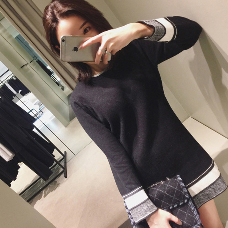 Tide Card 2021 Autumn Winter New Beating Bottom Knit Foreign Dress Medium Long Version Slim Fit 100 Hitch Long Sleeve Bottom Skirt Woman