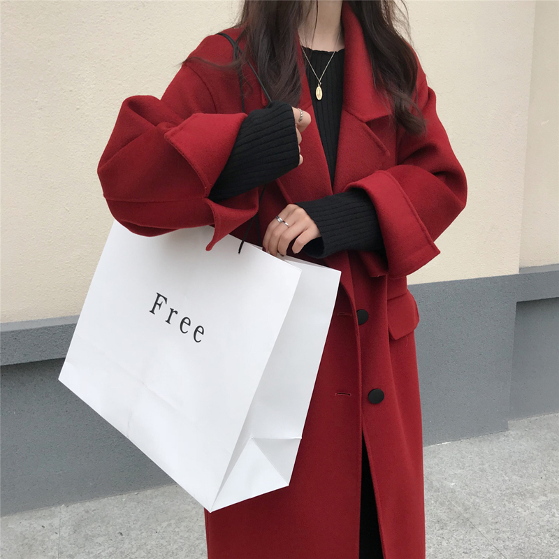 Hong Kong Special cabinet 2021 autumn and winter new bifacial cashmere Grand coat woman in the long version with a knee loose temperament