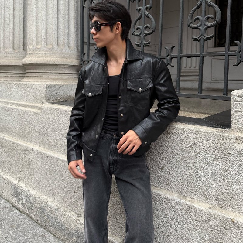 Flame Official “Western Jacket” Black Western Leather Jacket